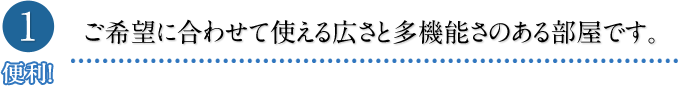 ご希望に合わせて使える広さと多機能さのある部屋です。